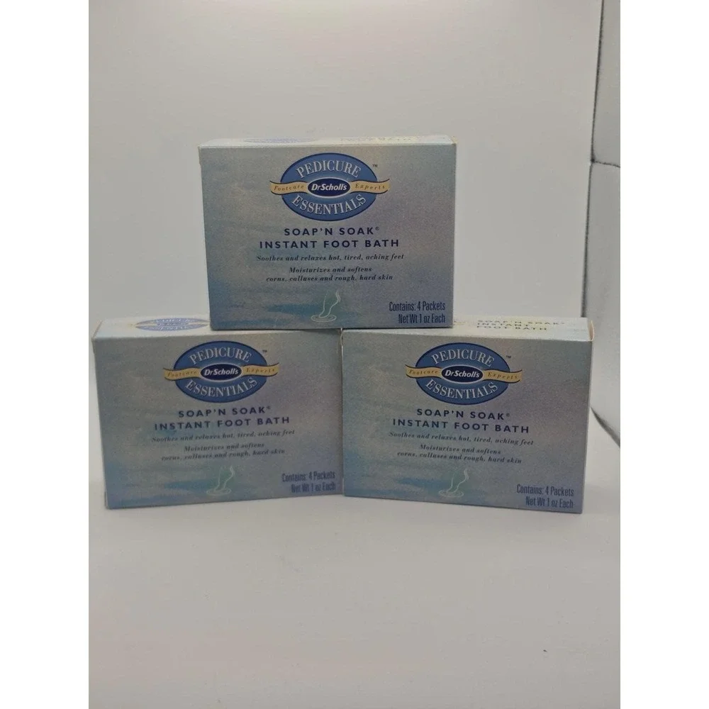 3 Boxes Dr. Scholls Pedicure Essentials Soap N Soak Foot Bath 1997 Vintage USA